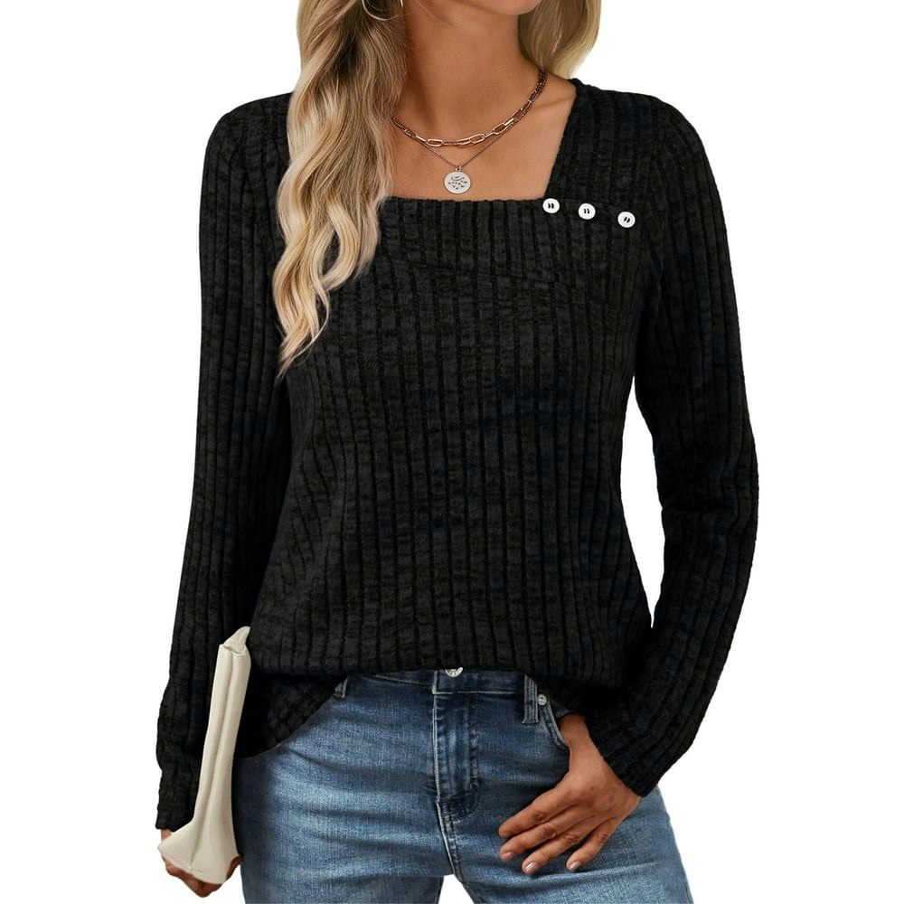 SUNBS Women's Long Sleeve Square Neck Top: $9.99