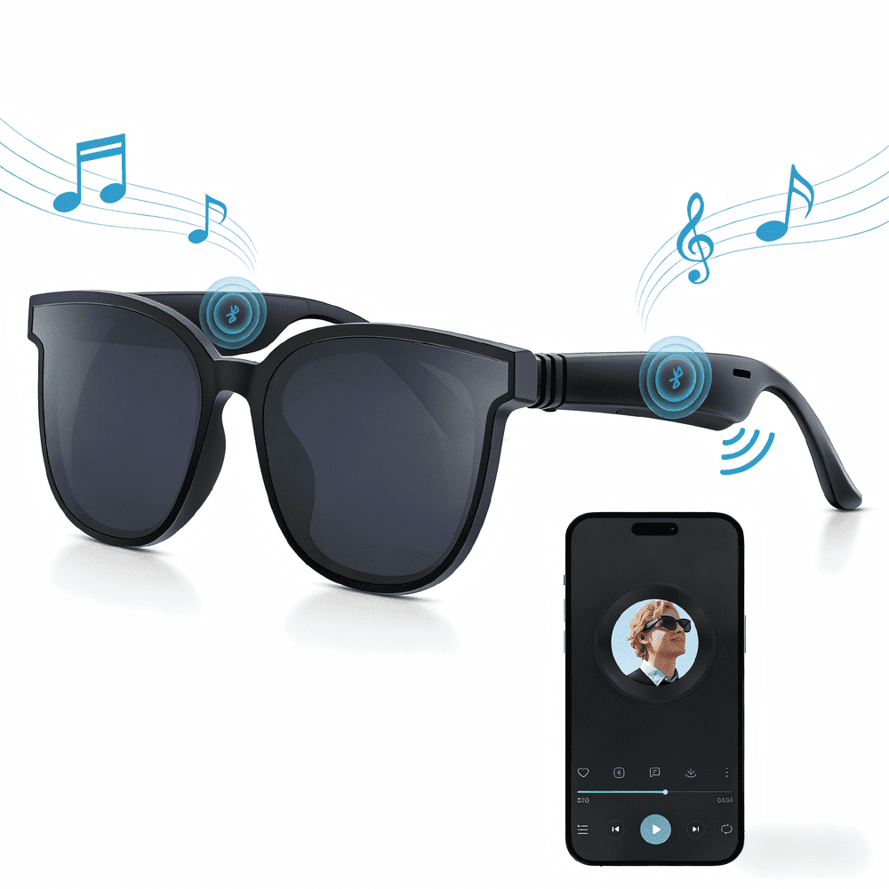 Bluetooth Smart Glasses with Open-Ear Speaker: $19.89