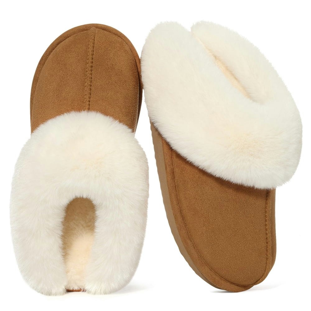 Comwarm Fuzzy Memory Foam Suede Slippers for Women: $13.53 Comwarm Fuzzy Memory Foam Suede Slippers for Women: $13.53