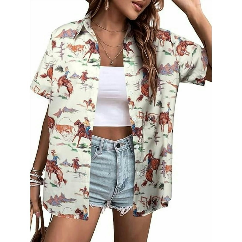 Mousya Women's Western Button-Up Shirt: $13.19