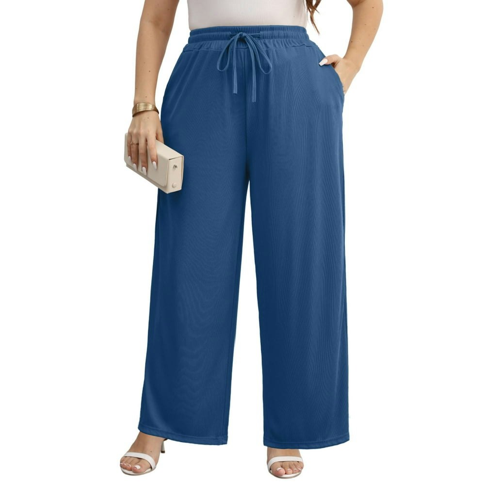 Gleelist Women's Plus Size Wide Leg Pants XL-5XL: $14.88