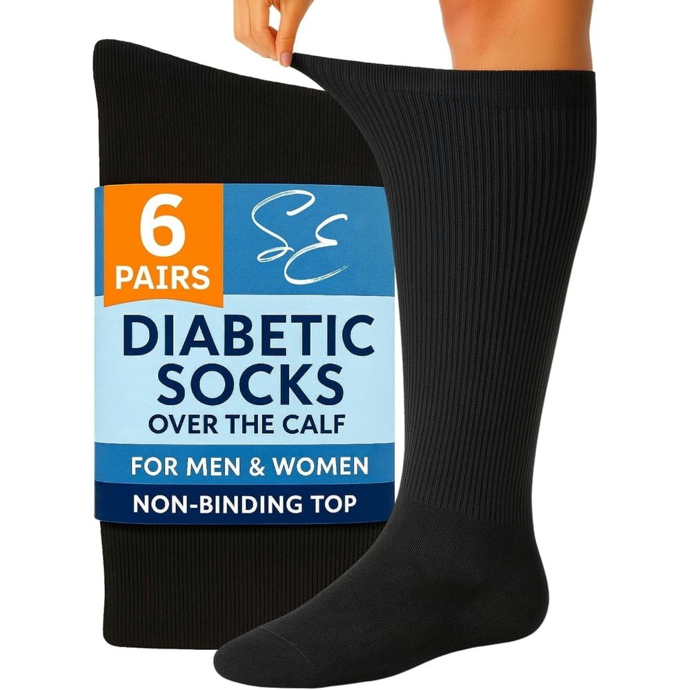Special Essentials Diabetic Over-the-Calf Neuropathy Socks 6-Pair Pack Large: $19.95