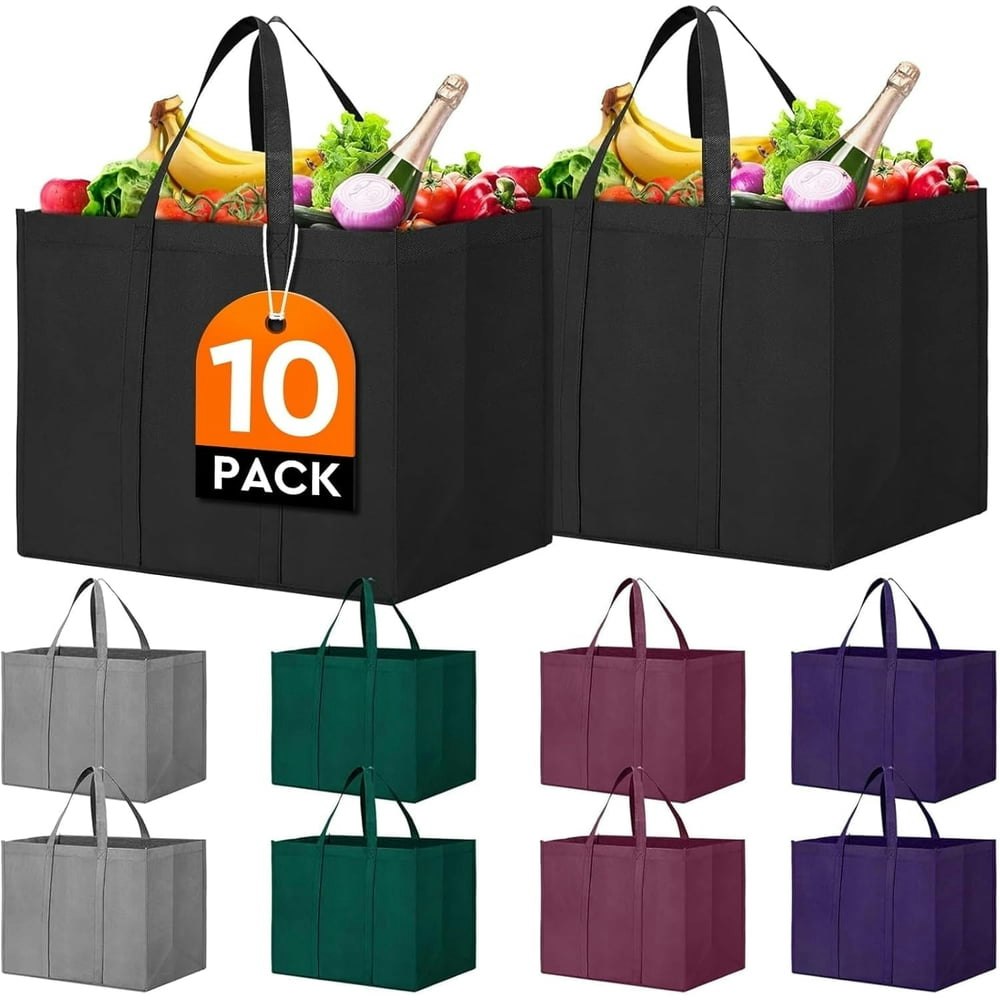 Zhijybo Reusable Grocery Shopping Bags 10-Pack: $17.99 Zhijybo Reusable Grocery Shopping Bags 10-Pack: $17.99