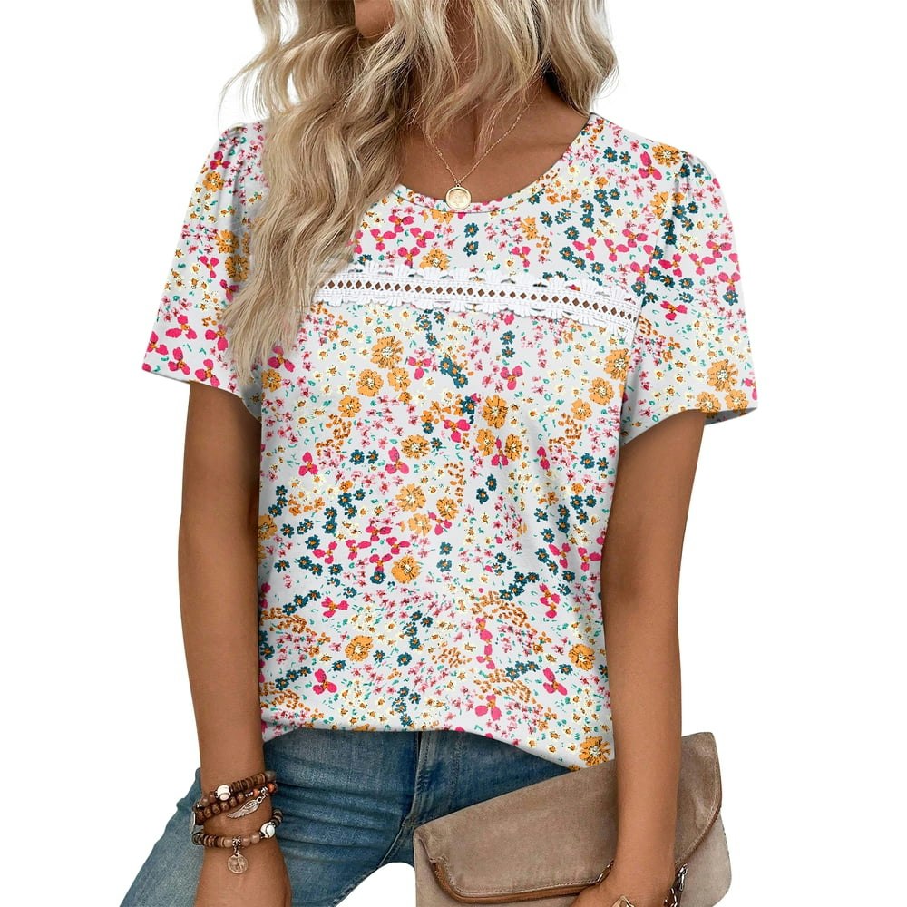 Ronuti Women's Lace Floral Tunic Short Sleeve Top: $10.99 Ronuti Women's Lace Floral Tunic Short Sleeve Top: $10.99