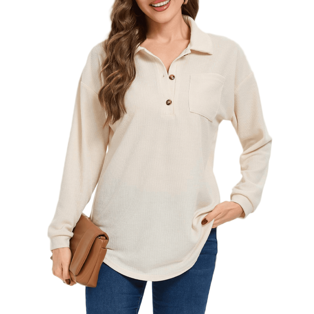 Cuteduck Women's Waffle Knit Henley Long Sleeve Shirt S-XXL: $13.49 Cuteduck Women's Waffle Knit Henley Long Sleeve Shirt S-XXL: $13.49