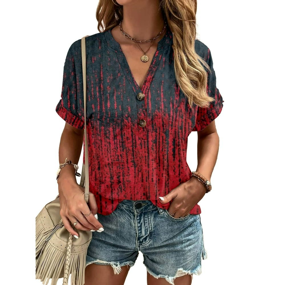Fancyglim Women's Floral Print Henley Blouse XL: $13.49 Fancyglim Women's Floral Print Henley Blouse XL: $13.49