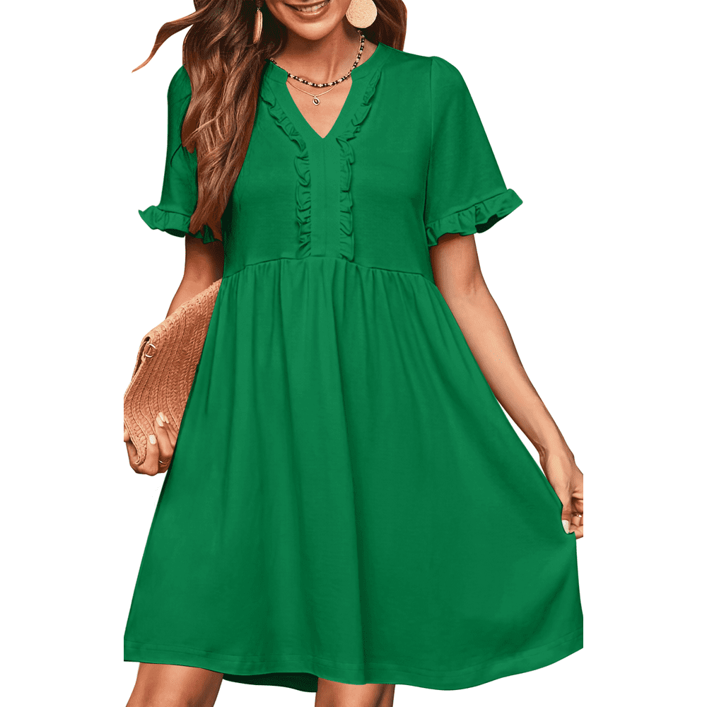 UVN Women's V-Neck Short Sleeve A-Line Sundress with Pockets: $18.98