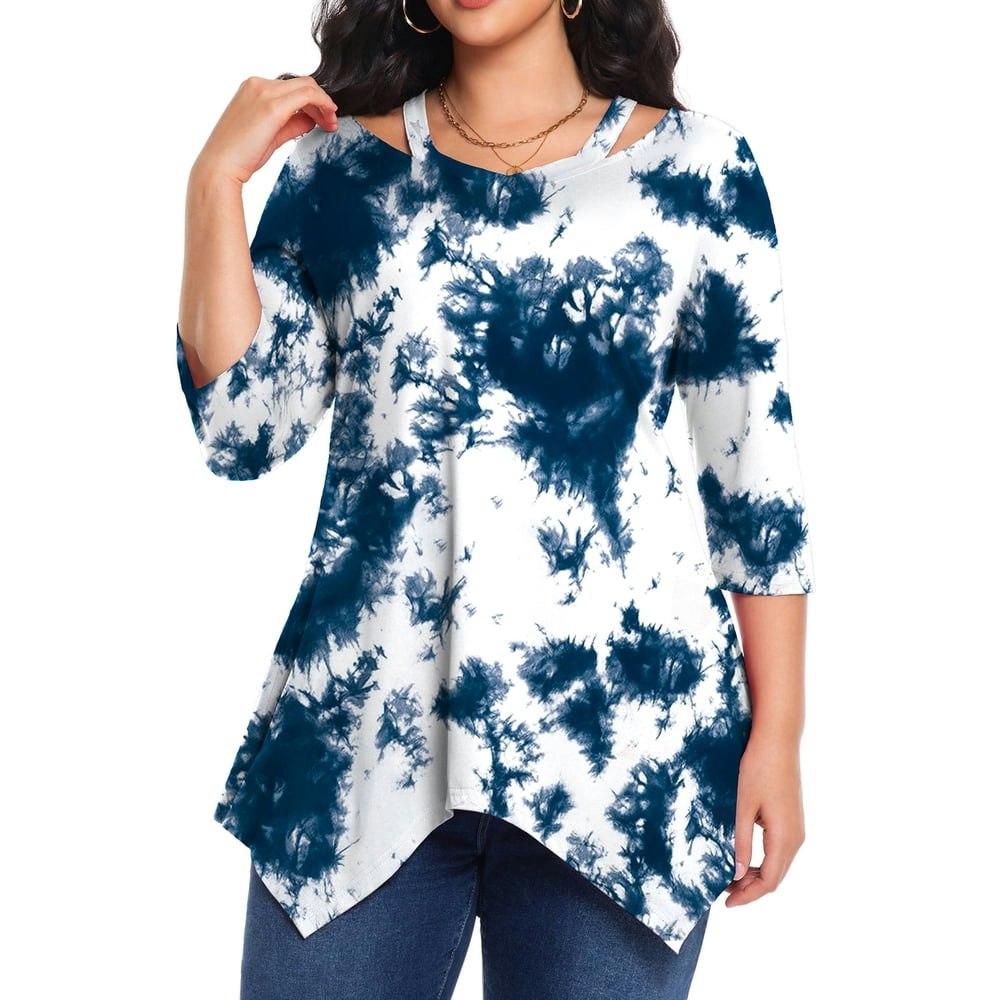 Cuteduck Women's Plus Size 3/4 Sleeve V-Neck Tunic Top 1X-5X: $13.49 Cuteduck Women's Plus Size 3/4 Sleeve V-Neck Tunic Top 1X-5X: $13.49