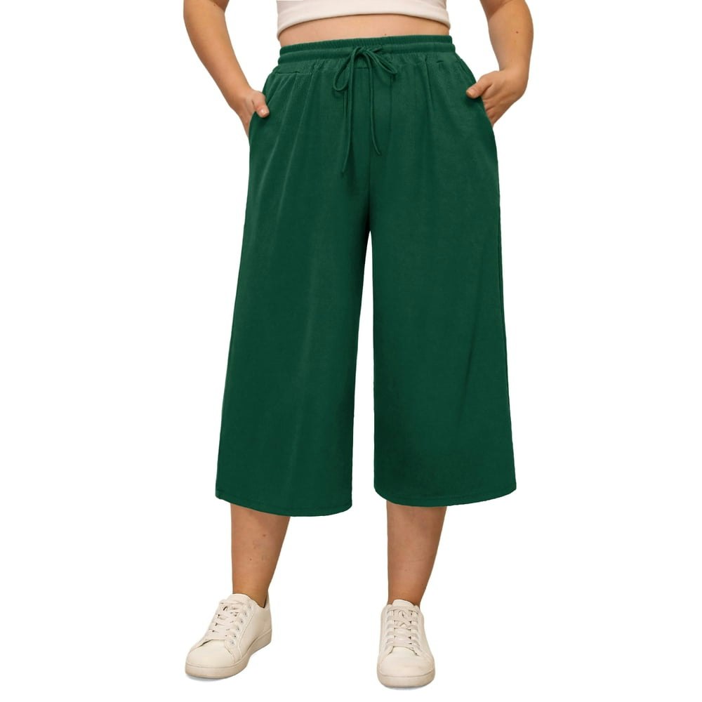 Gleelist Women's Plus Size Wide Leg Capri Pants with Pockets XL-5XL: $14.78