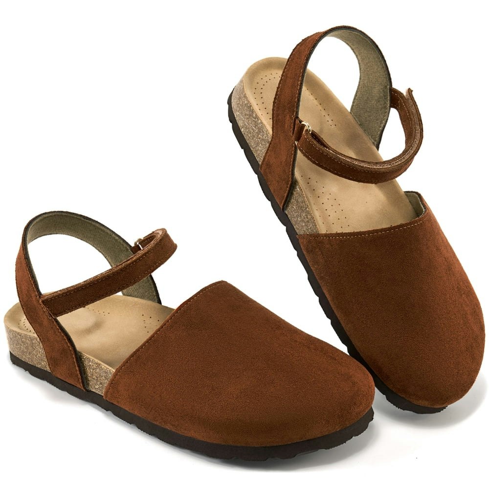 Ecetana Women's Closed Toe Cork Footbed Flat Sandals with Arch Support: $16.99