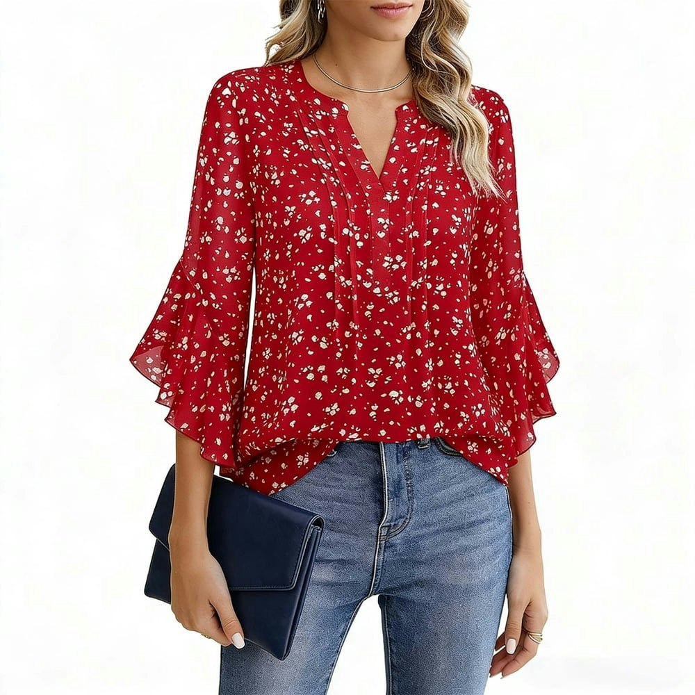 Gingprous Women's 3/4 Sleeve Henley Blouse: $17.89