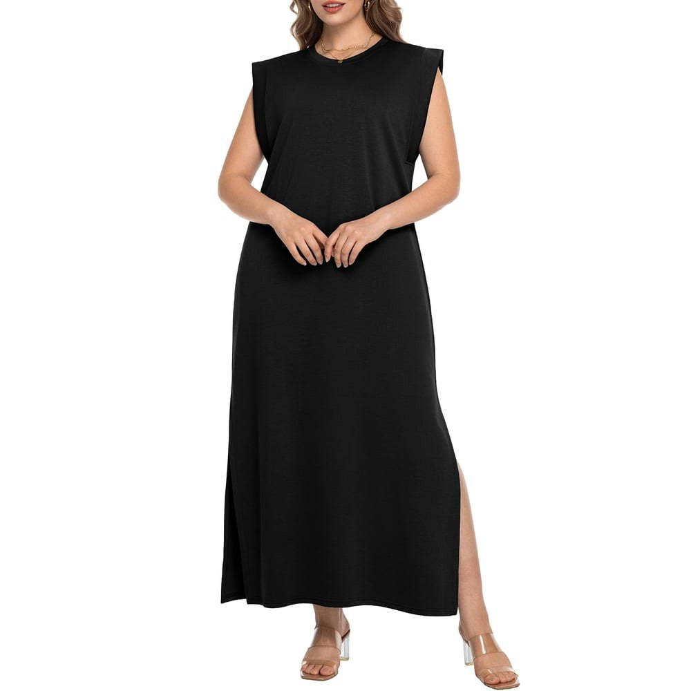 Cueply Women's Plus Size Sleeveless Maxi Dress with Pockets: $17.79