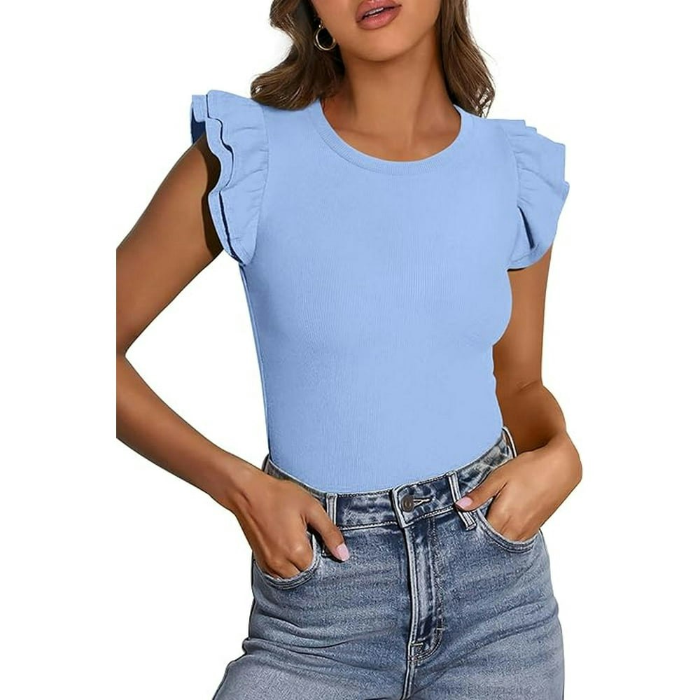Prettygarden Women's Ruffle Sleeve Knit T-Shirt: $18.99