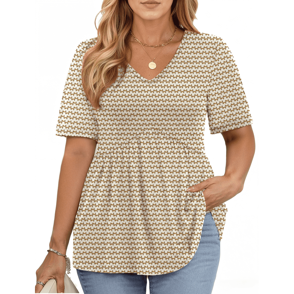 WellSize Plus Size Women's V-Neck Floral Tunic Top: $12.59