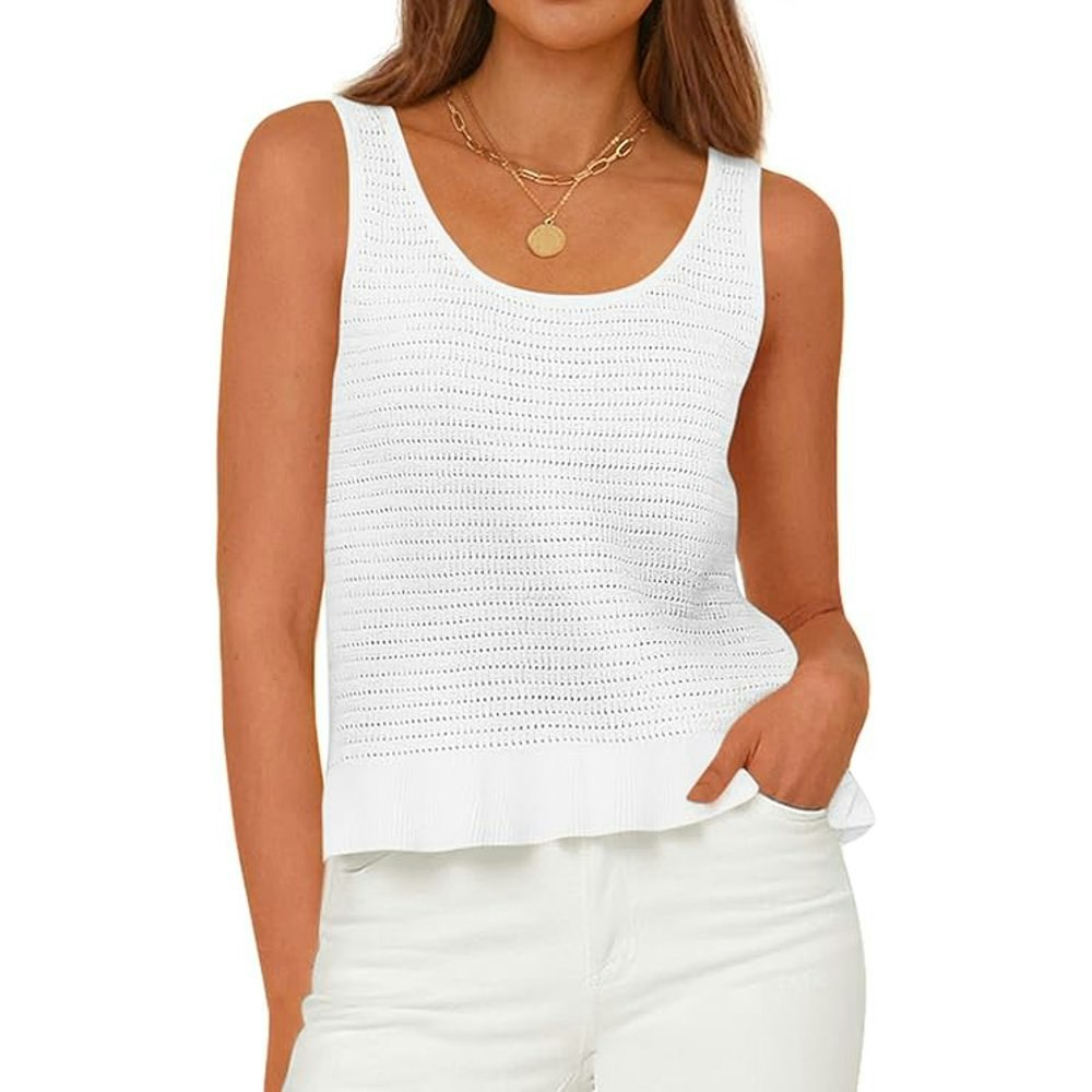 PRETTYGARDEN Women's Crochet Sleeveless Sweater Tank Top: $26.99