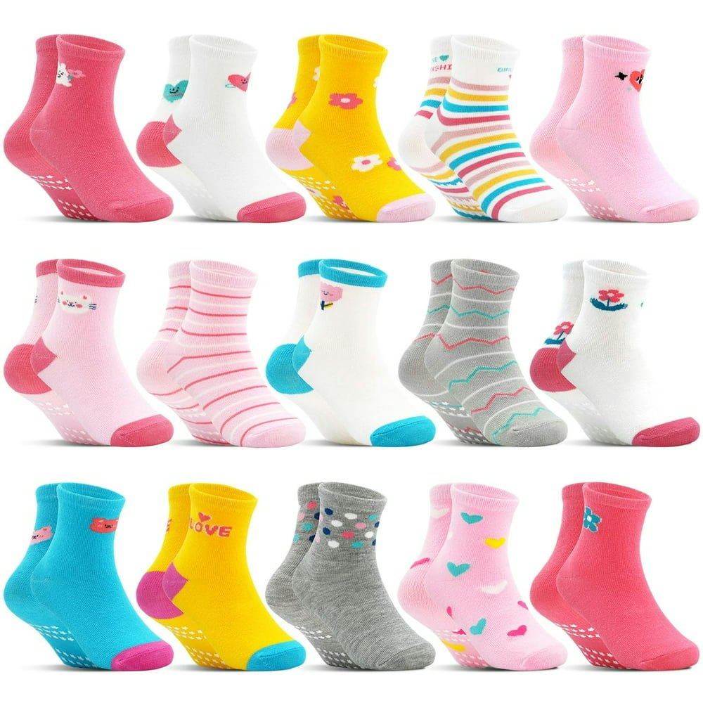 Girls Non Slip Socks 15-Pair Pack: $11.48