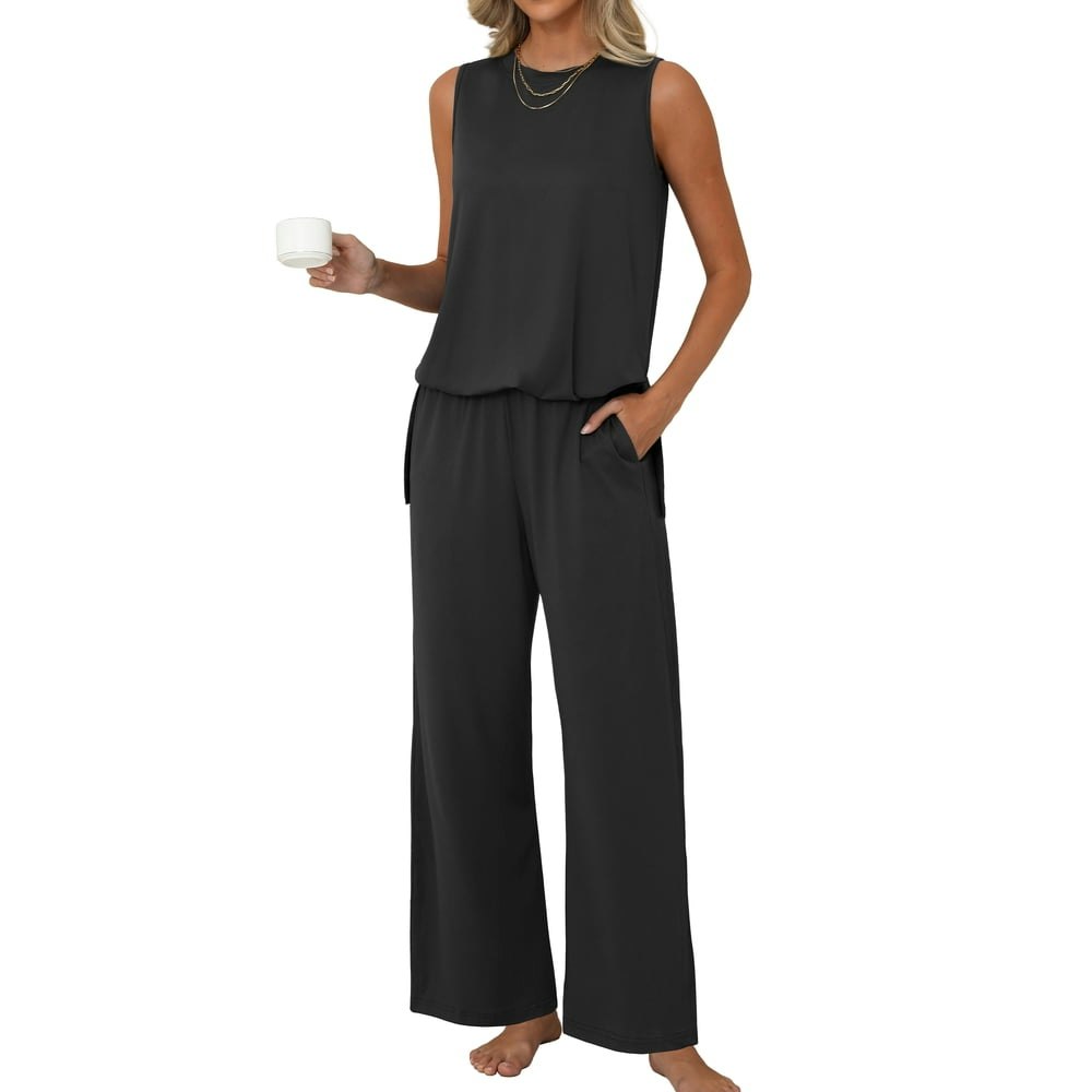 Mintreus Women's Knit Lounge Set 2-Piece Tank Top and Wide Leg Pants: $17.79
