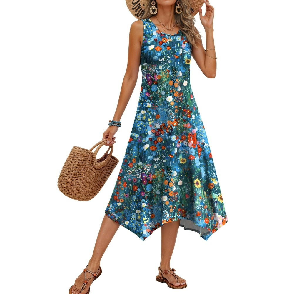 Fantaslook Floral Sleeveless Asymmetrical Hem Sundress with Pockets: $14.59 Fantaslook Floral Sleeveless Asymmetrical Hem Sundress with Pockets: $14.59