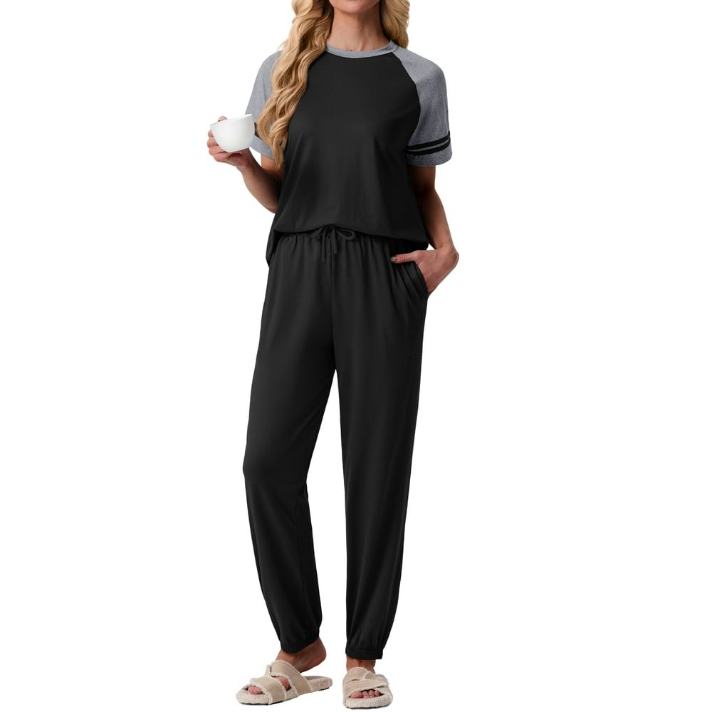 Mintreus Women's Two-Piece Pajama Set with Jogger Pants and Pockets: $18.69