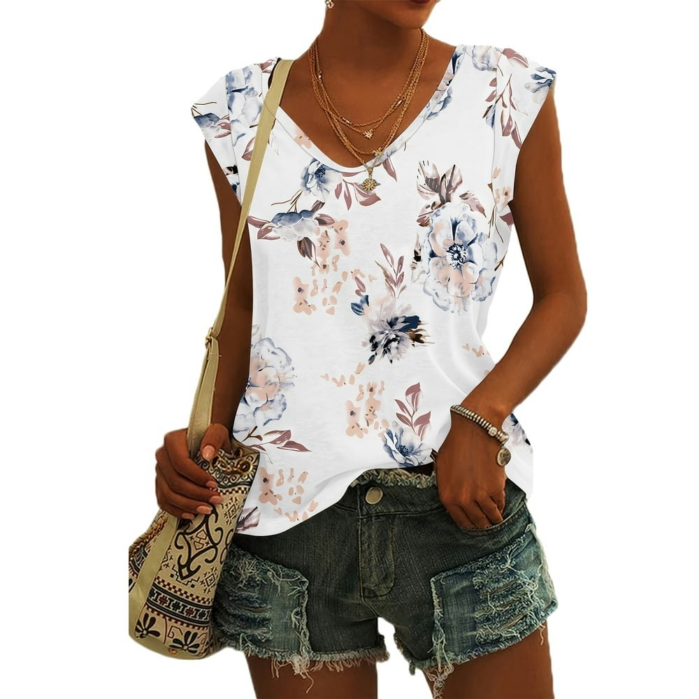 Tarainya Women's Cap Sleeve V-Neck T-Shirt: $12.79 Tarainya Women's Cap Sleeve V-Neck T-Shirt: $12.79
