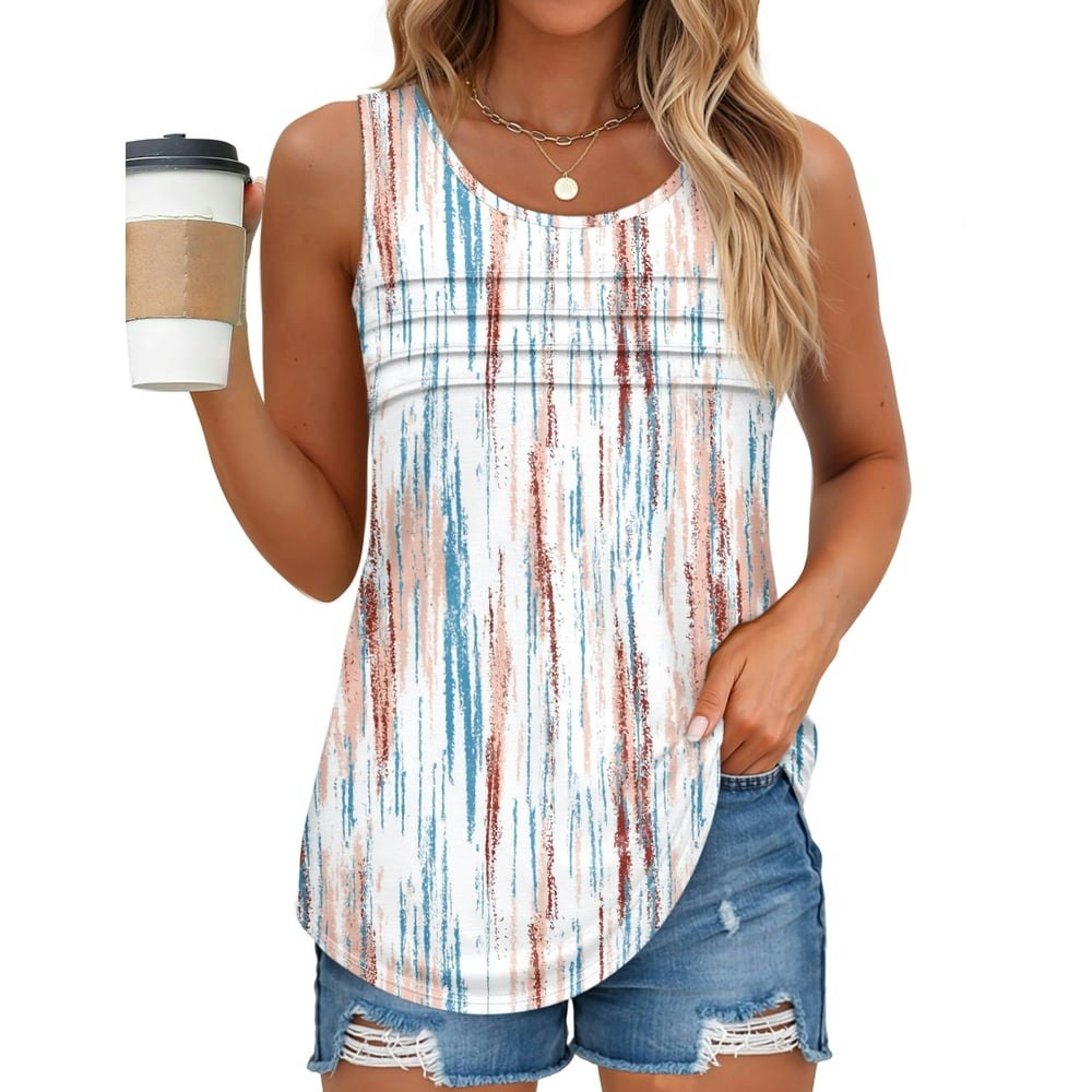 Fantaslook Women's Pleated Sleeveless Floral Tank Top: $11.59