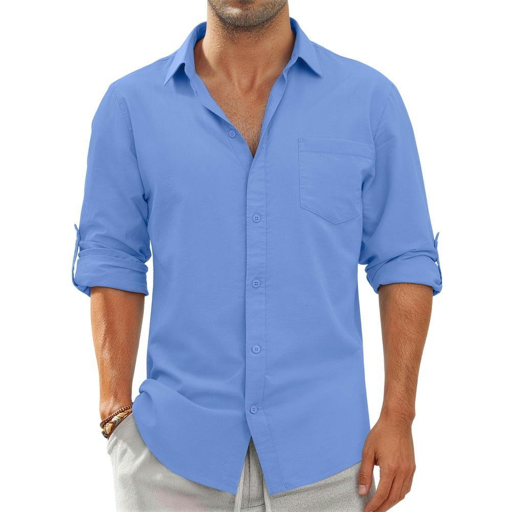 Gents Bliss Men's Long Sleeve Linen Button-Down Shirt: $17.99