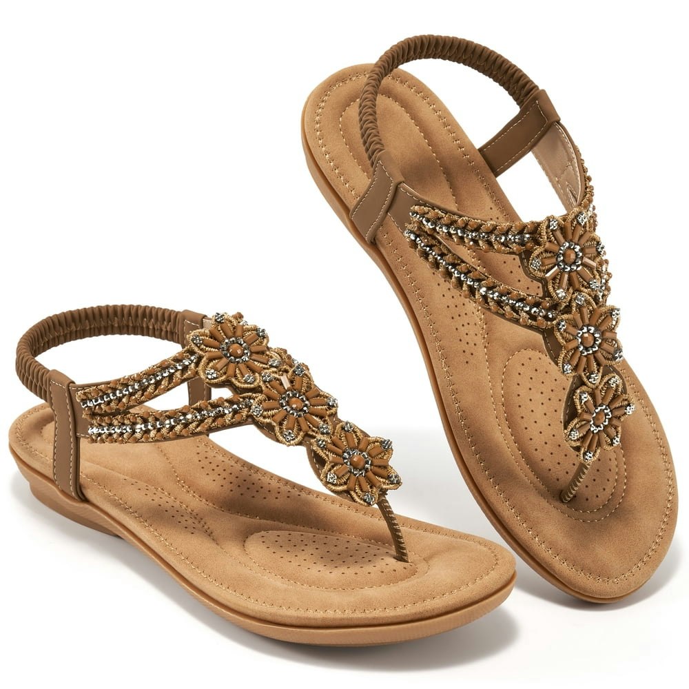 Ablanczoom Women's Flat Sandals with Elastic Ankle Strap: $13.91