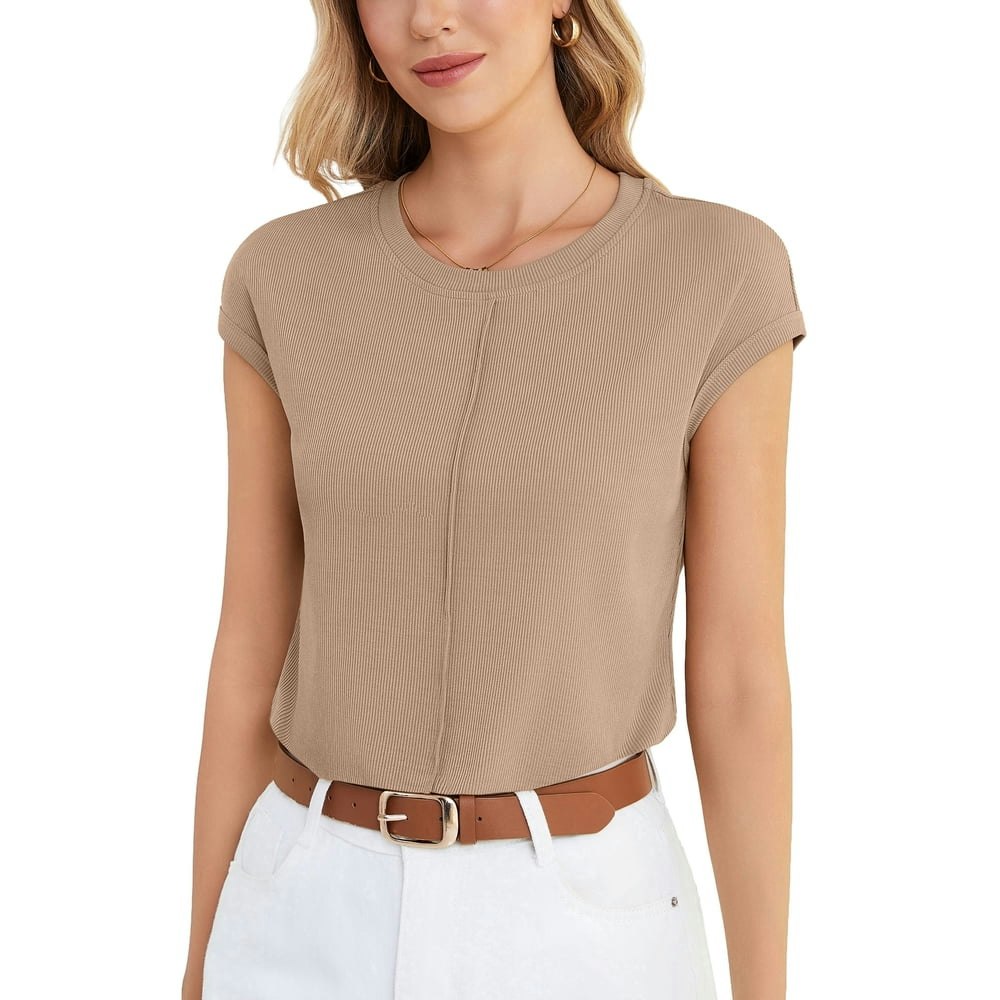 Uvplove Women's Casual Knit Cap Sleeve T-Shirt: $12.99 Uvplove Women's Casual Knit Cap Sleeve T-Shirt: $12.99
