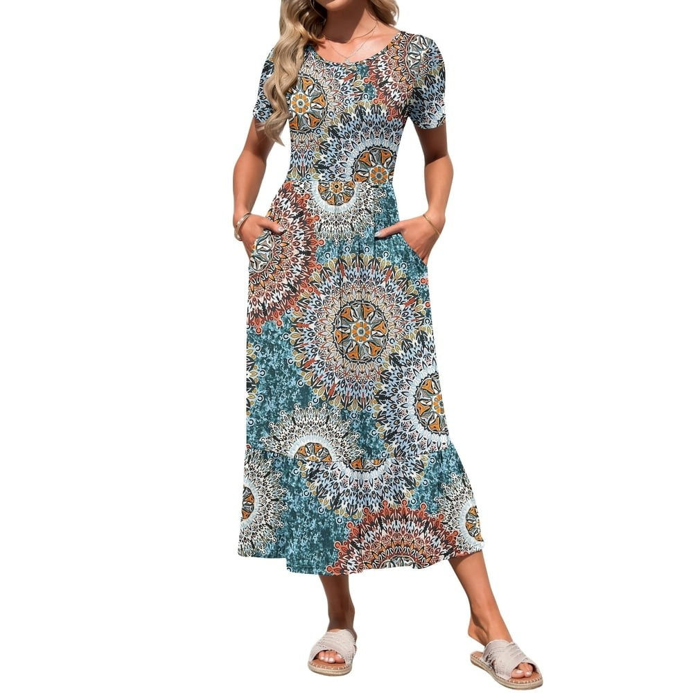 Tarainya Women's Floral Midi Sundress with Pockets: $23.89