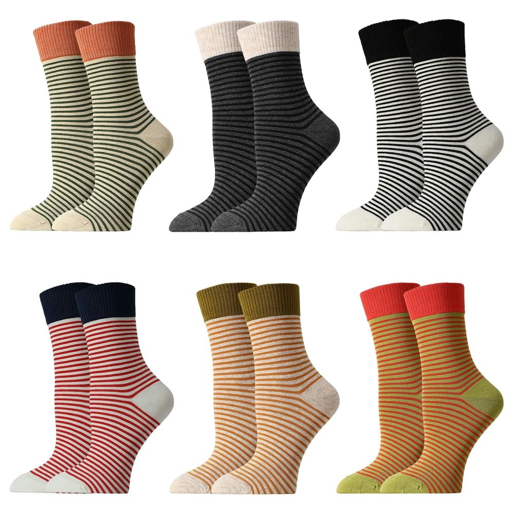 Bocaoying Women's Striped Crew Socks 6-Pair Pack: $7.99 Bocaoying Women's Striped Crew Socks 6-Pair Pack: $7.99