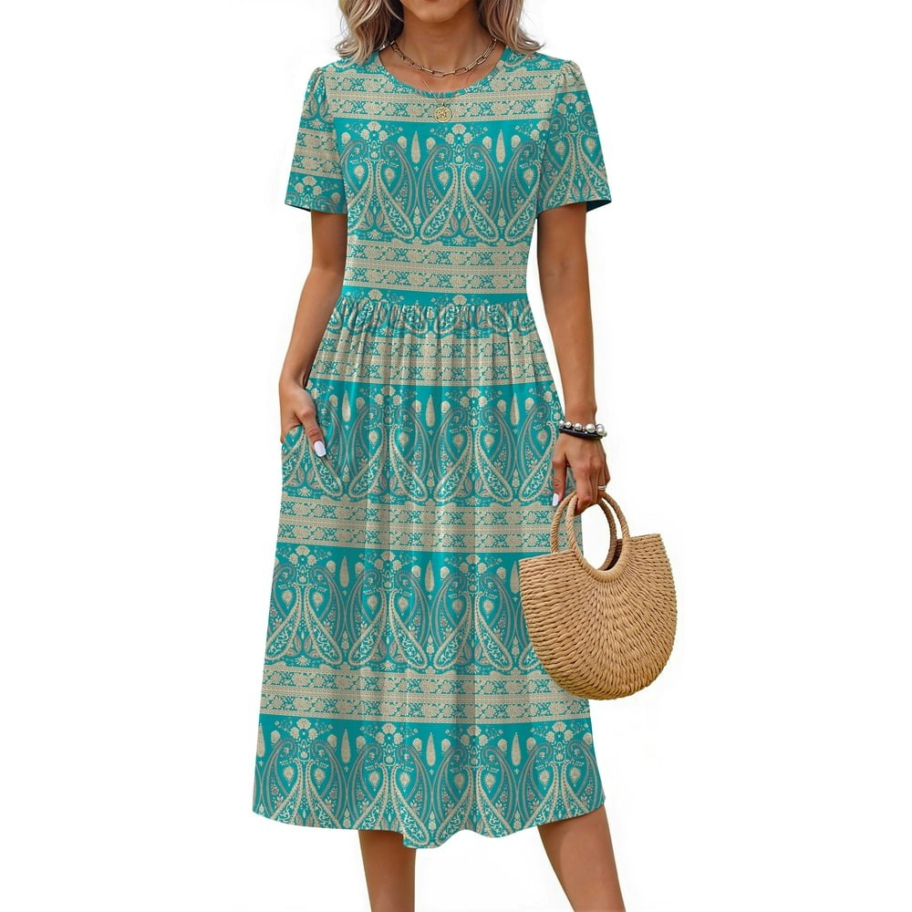 Fantaslook Women's Floral Midi T-Shirt Dress with Pockets: $14.99