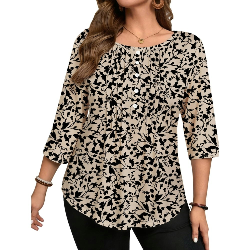 Wellsize Women's Plus Size 3/4 Sleeve Floral Tunic Blouse: $12.79 Wellsize Women's Plus Size 3/4 Sleeve Floral Tunic Blouse: $12.79
