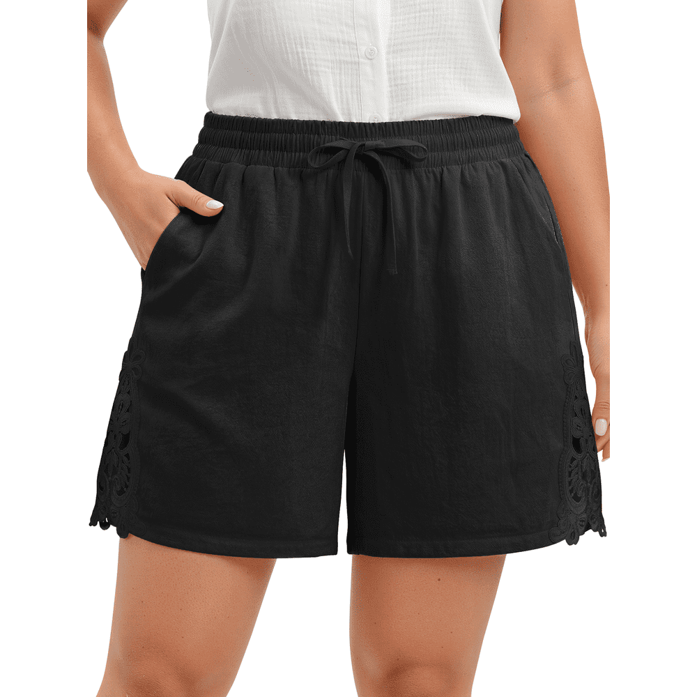WellSize Plus Size Lace Shorts for Women with Pockets: $14.79