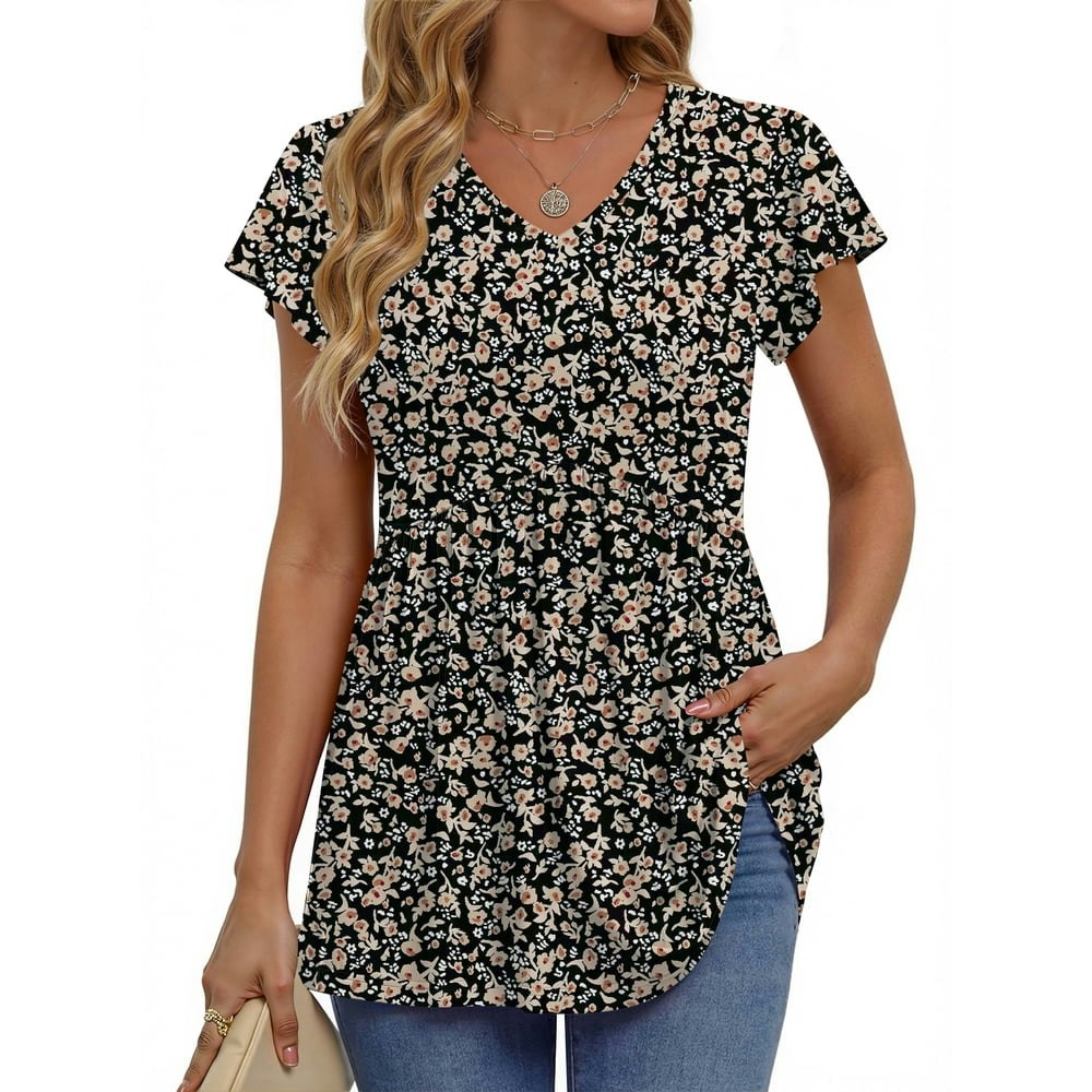 Fantaslook Women's V-Neck Short Sleeve Babydoll Peplum Tunic Top: $12.69 Fantaslook Women's V-Neck Short Sleeve Babydoll Peplum Tunic Top: $12.69