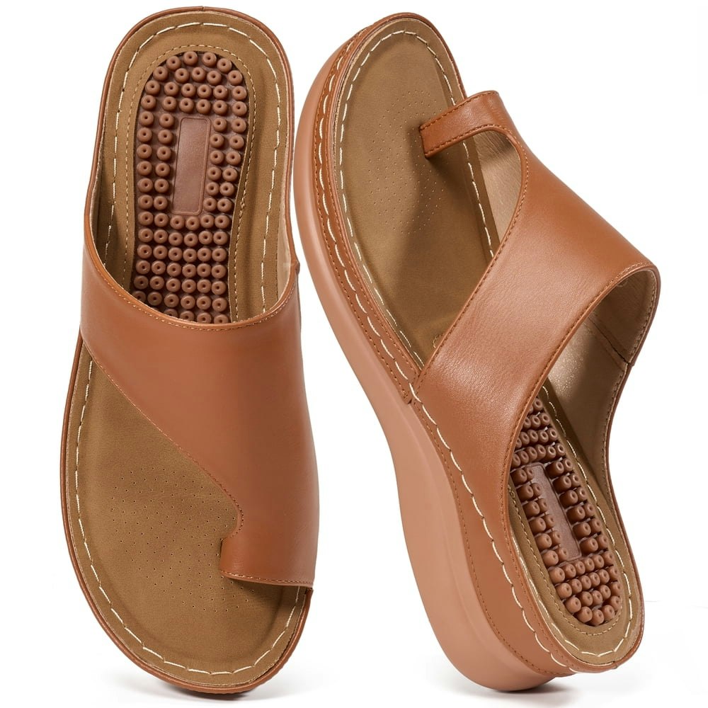 Ecetana Women's Wedge Flip Flop Sandals with Massage Footbed: $20.59