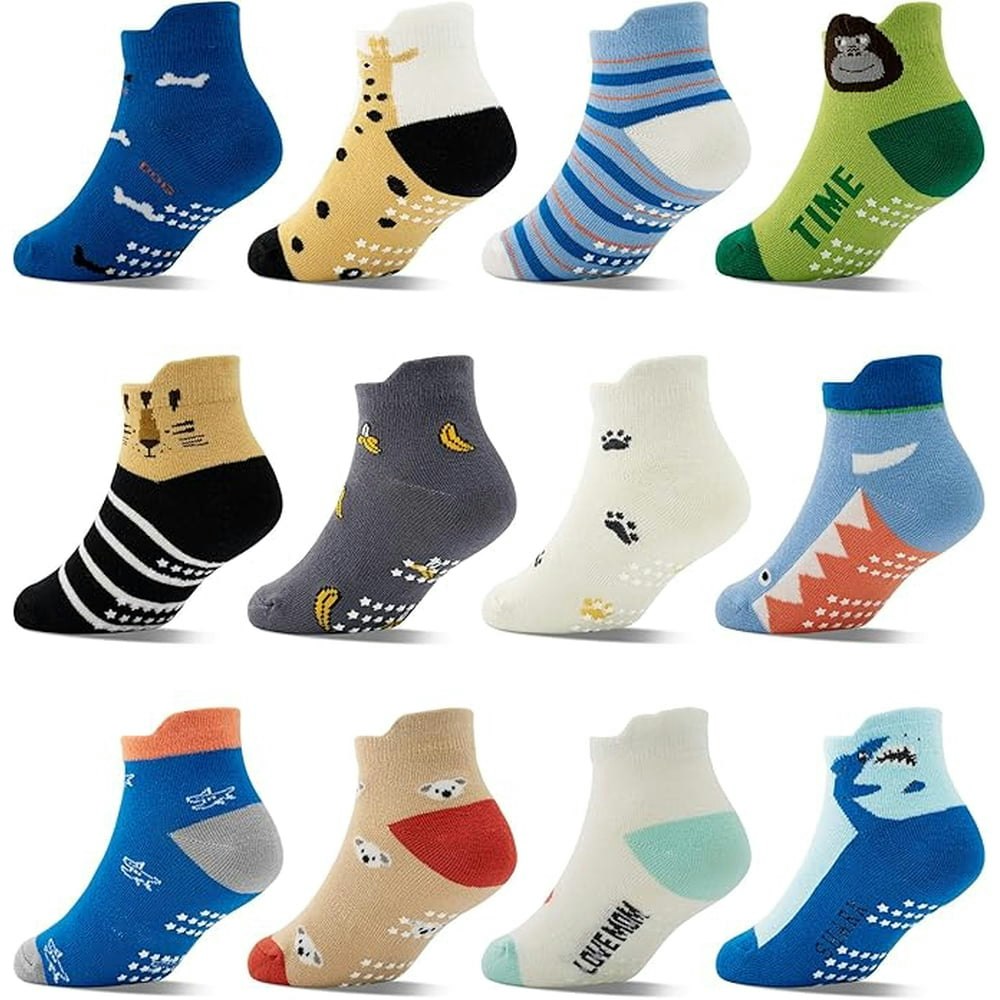 Toddler Non Slip Ankle Socks with Grippers 12-Pair Pack: $11.99