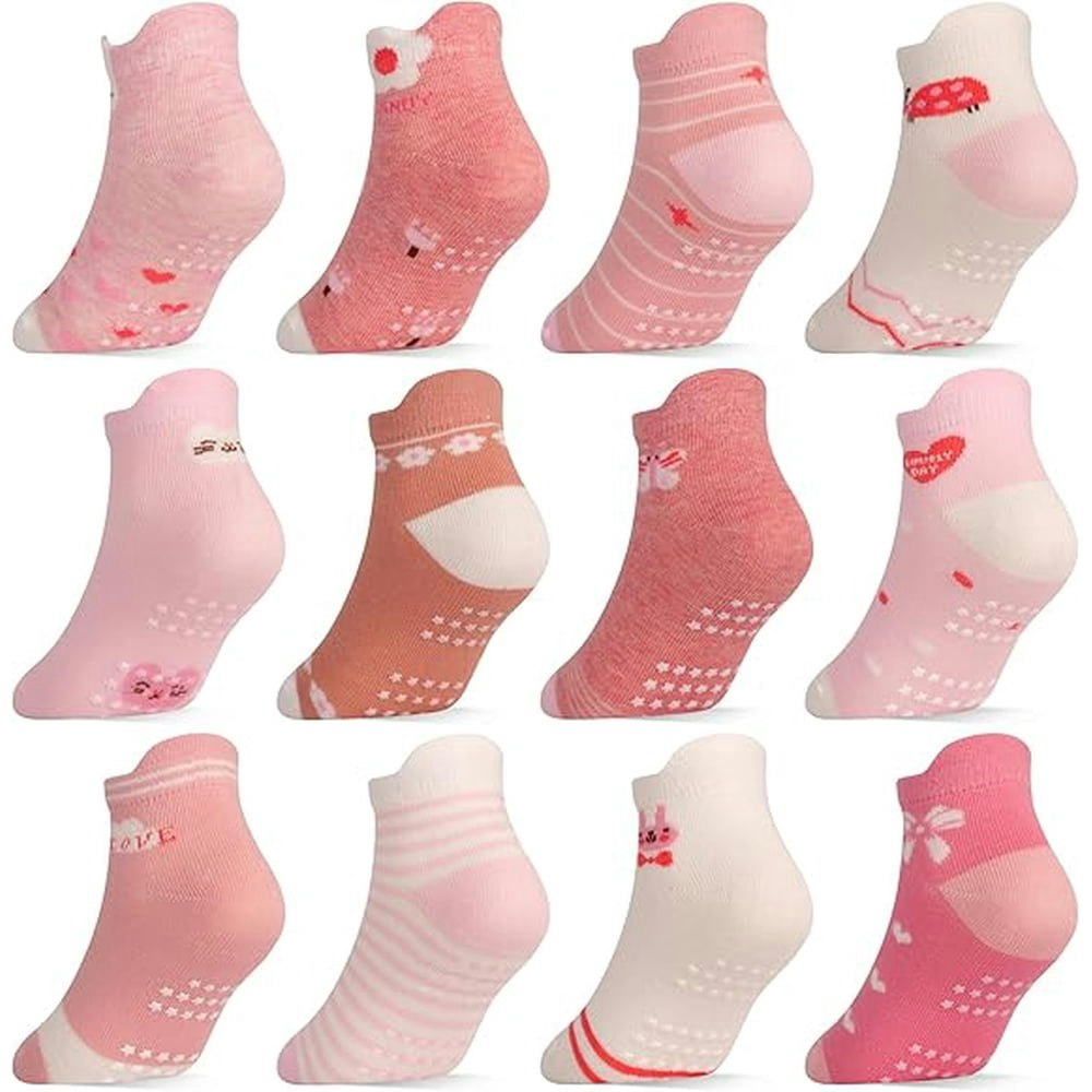 Toddler Girls Anti-Slip Ankle Socks 12-Pair Pack: $10.39