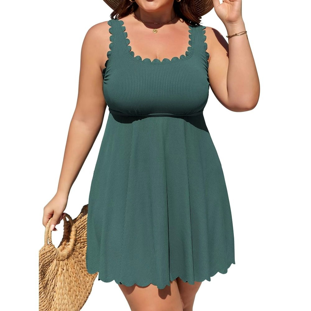 Asoul Women's Plus Size Ribbed Swim Dress One-Piece Swimsuit: $28.49 Asoul Women's Plus Size Ribbed Swim Dress One-Piece Swimsuit: $28.49