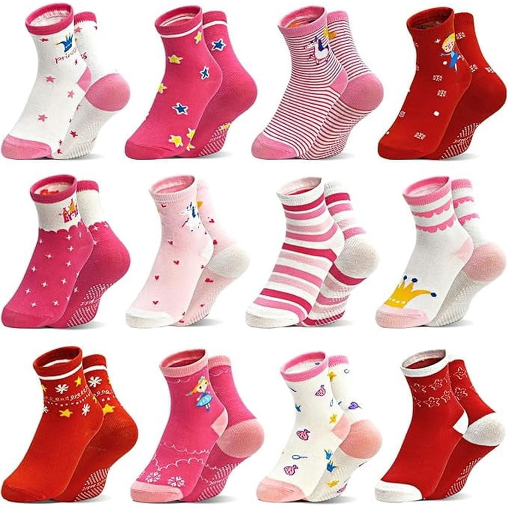 Baby Toddler Girls Non-Slip Gripper Socks 12-Pair Pack: $10.39