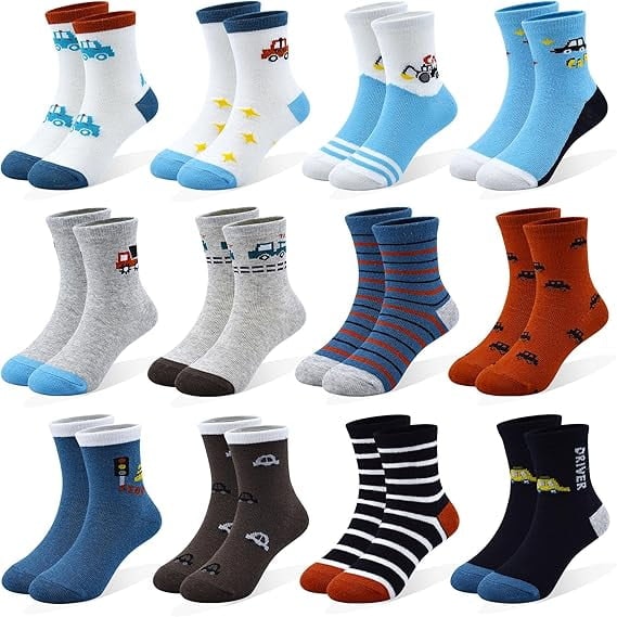 12-Pair Boys' Cotton Crew Socks: $11.99
