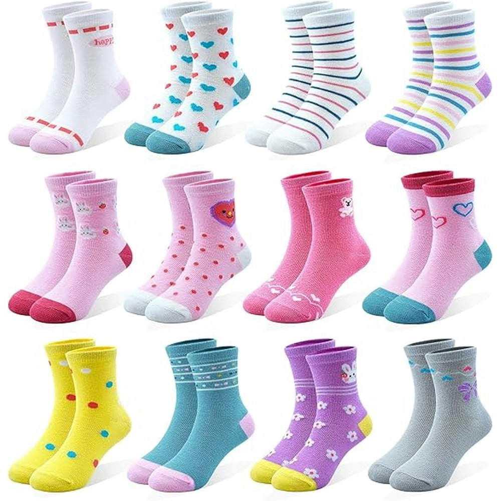 Toddler Girls' Cartoon Crew Socks 12-Pair Set: $11.99 Toddler Girls' Cartoon Crew Socks 12-Pair Set: $11.99