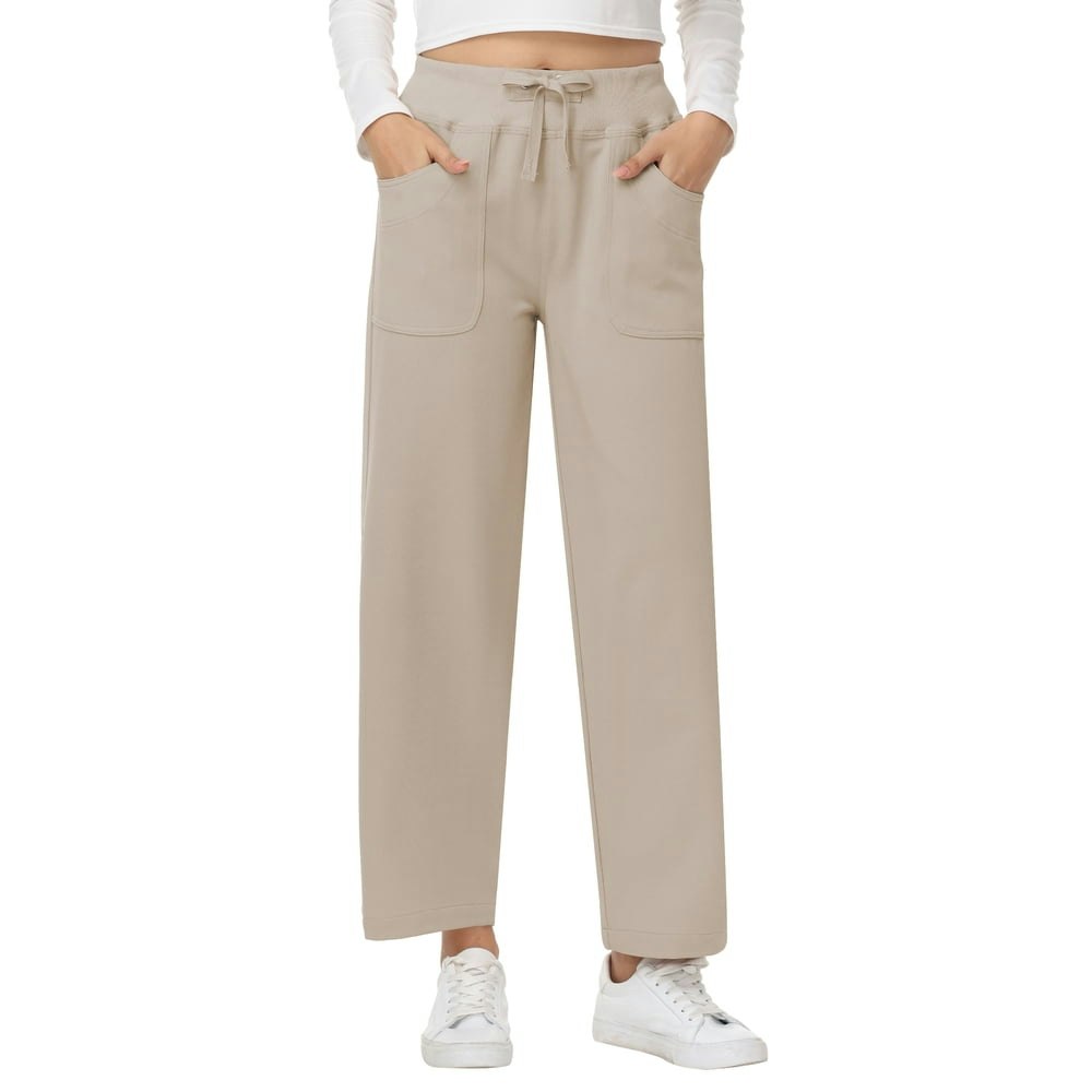 Pdbokew Women's High-Waisted Wide-Leg Pants Khaki M: $18.98