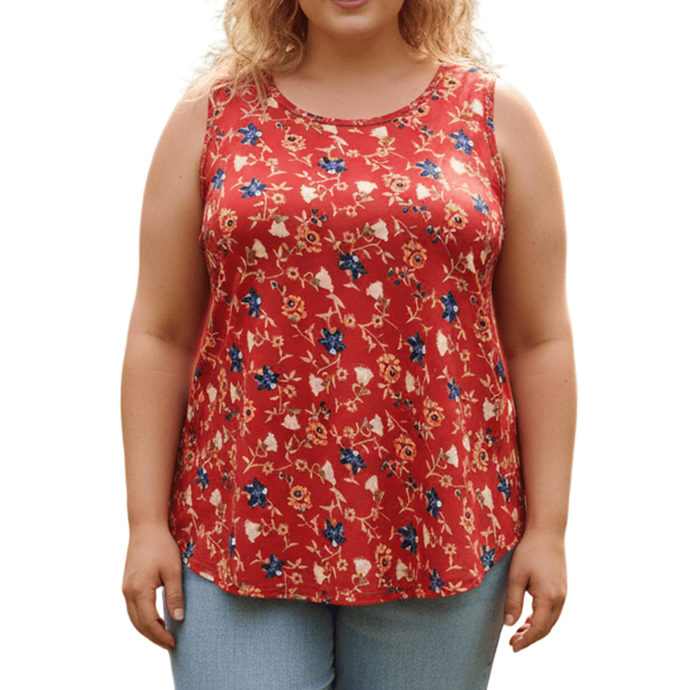 Cuteduck Women's Plus Size Floral Print Sleeveless Tank Top 1X-5X: $11.49