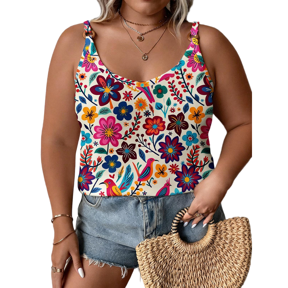 Cuteduck Women's Plus Size Floral Tank Top M-4X: $12.59