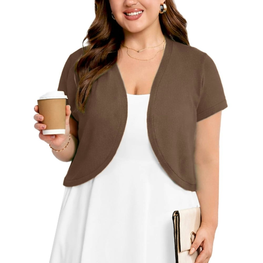 Showmall Women's Plus Size Short Sleeve Bolero Shrug 3X: $13.47