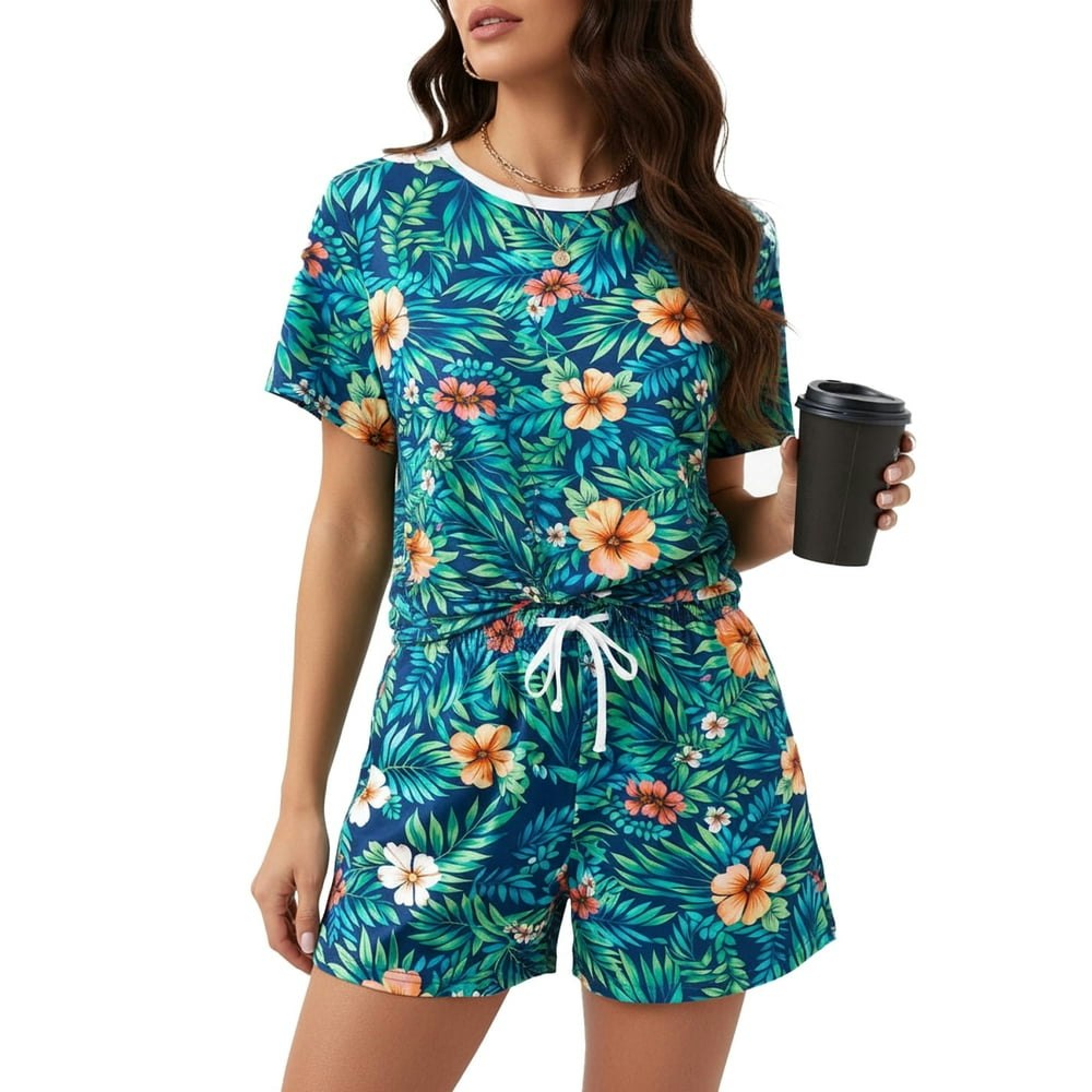 PatPat Women's 2-Piece Lounge Set Pajama Top and Shorts Medium: $14.83