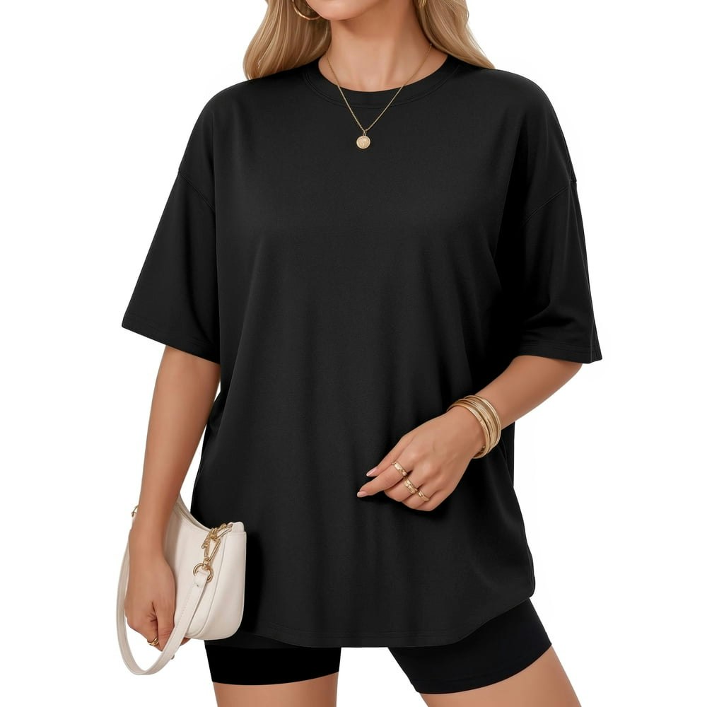 Moyiko Women's Oversized Crew Neck Short Sleeve T-Shirt: $12.98