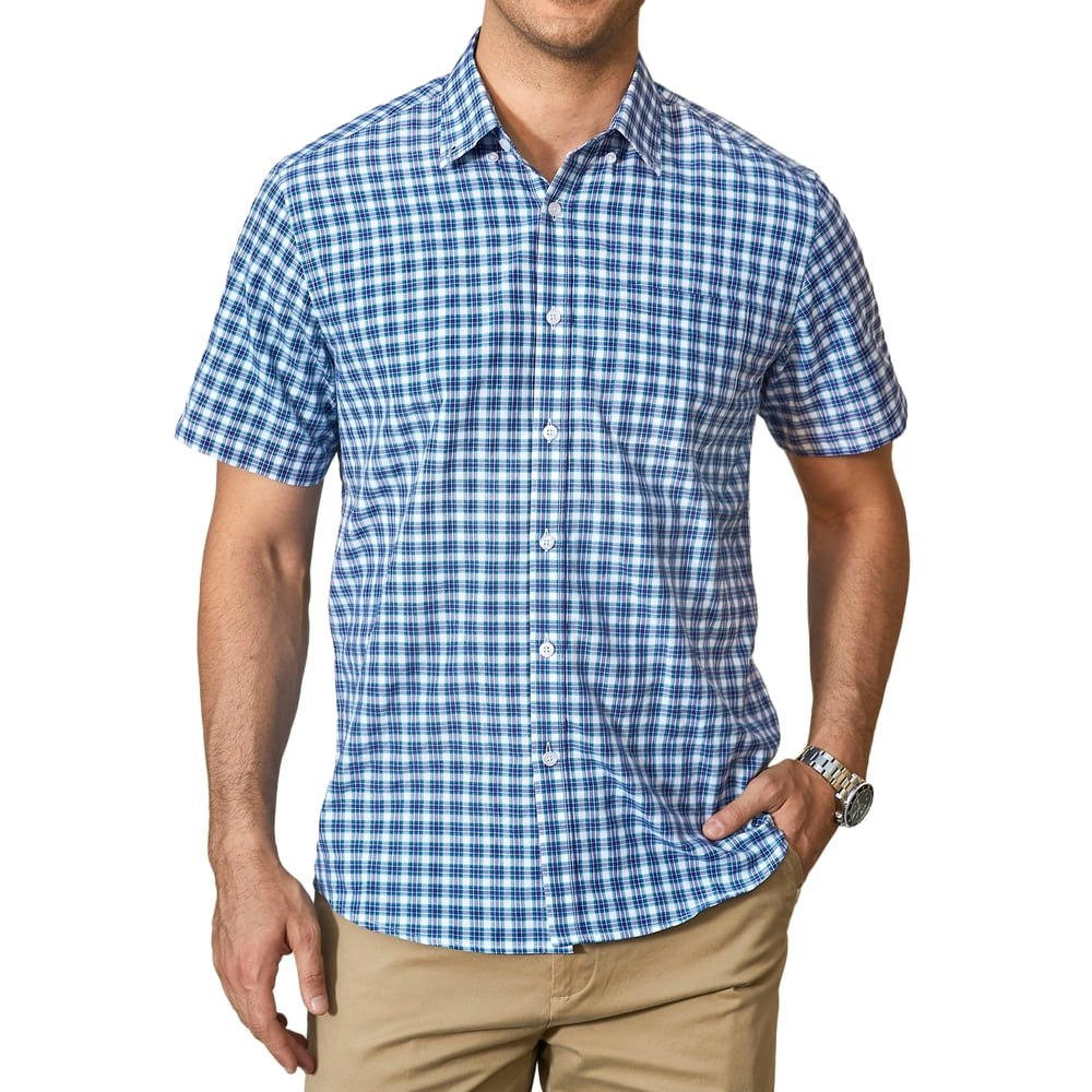 Men's Plaid Short Sleeve Button-Down Shirt L: $16.59 Men's Plaid Short Sleeve Button-Down Shirt L: $16.59