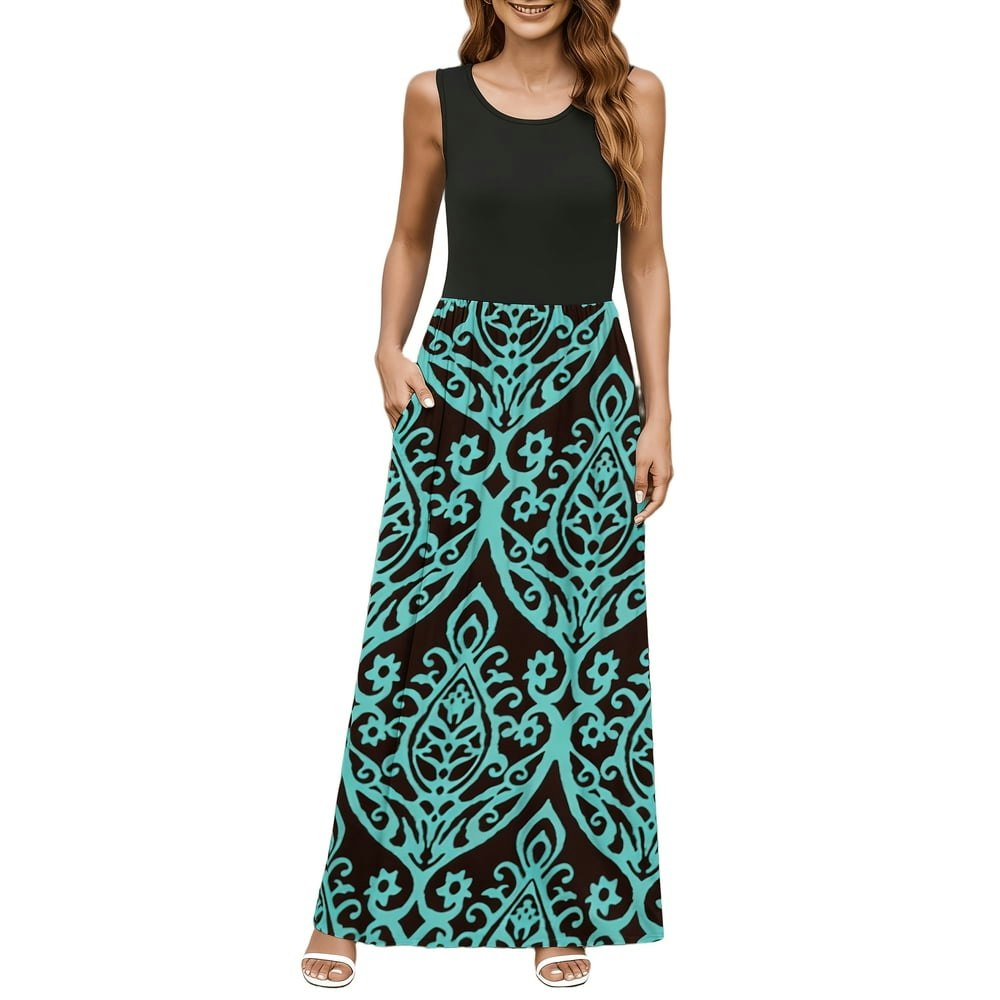 OutfitShow Women's Sleeveless Color Block Maxi Dress with Pockets: $18.89