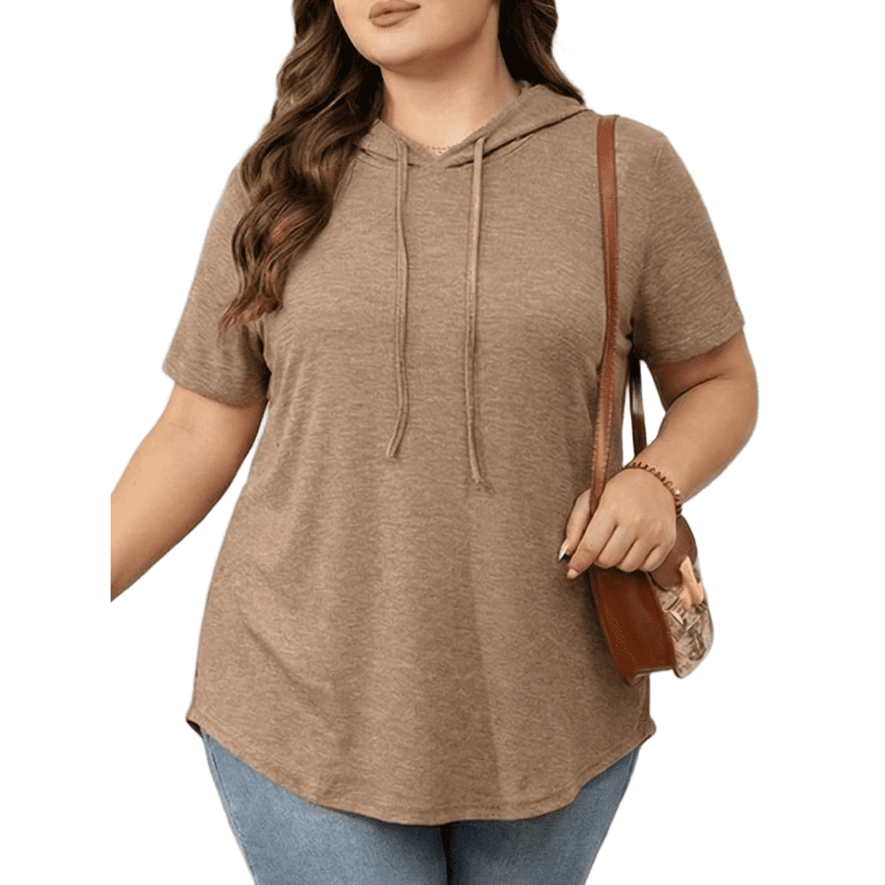 Cuteduck Plus Size Short Sleeve V Neck Hoodie Sweatshirt 1X-5X: $14.99